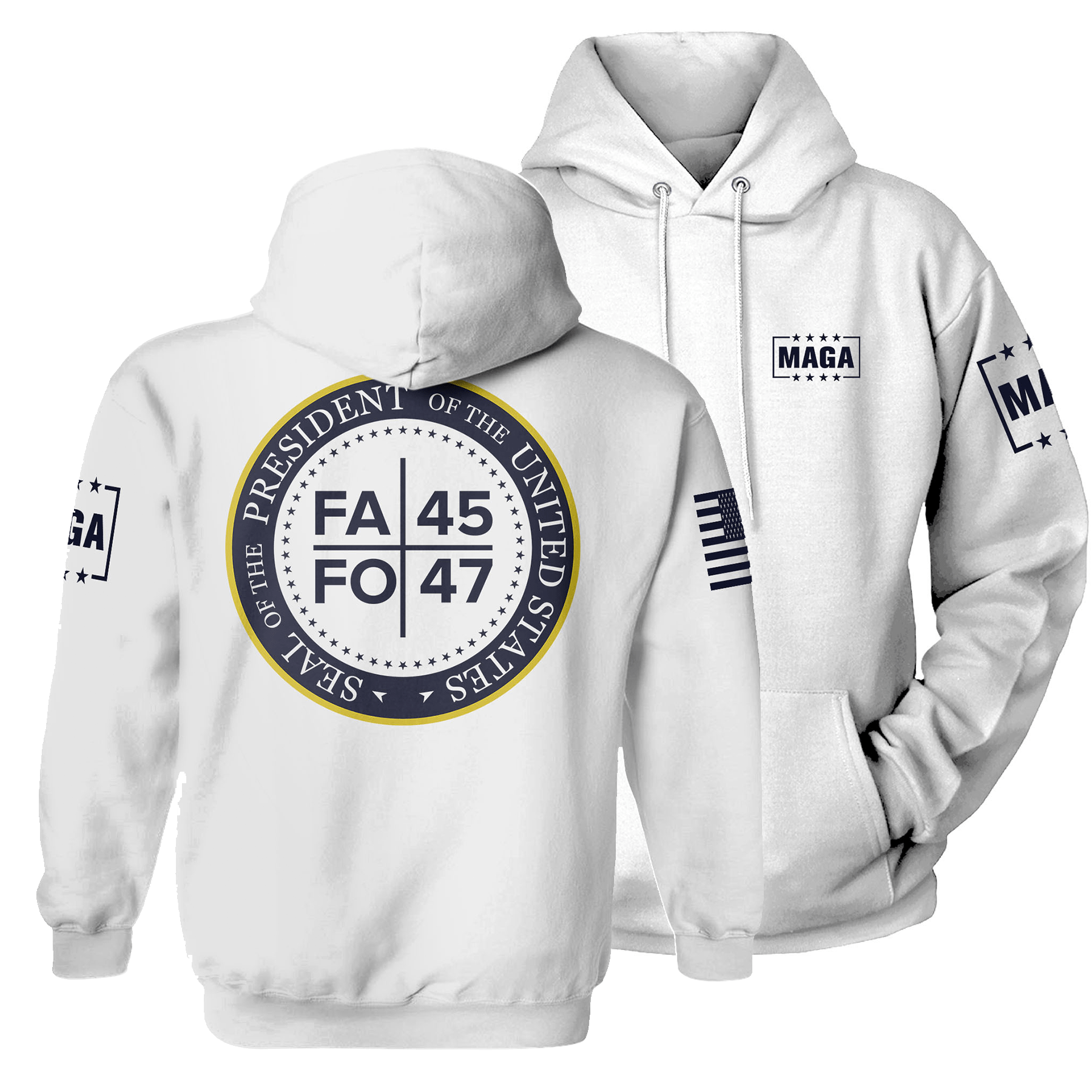 White / S FAFO 45/47 Hoodie maga trump
