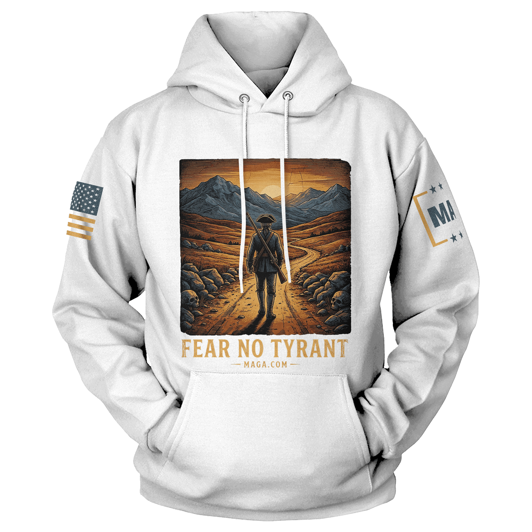 White / S Fear No Tyrant Hoodie maga trump
