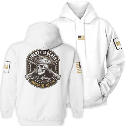 White / S Liberty or Death - Patrick Henry 1775 Hoodie maga trump