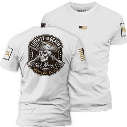 White / S Liberty or Death - Patrick Henry 1775 maga trump