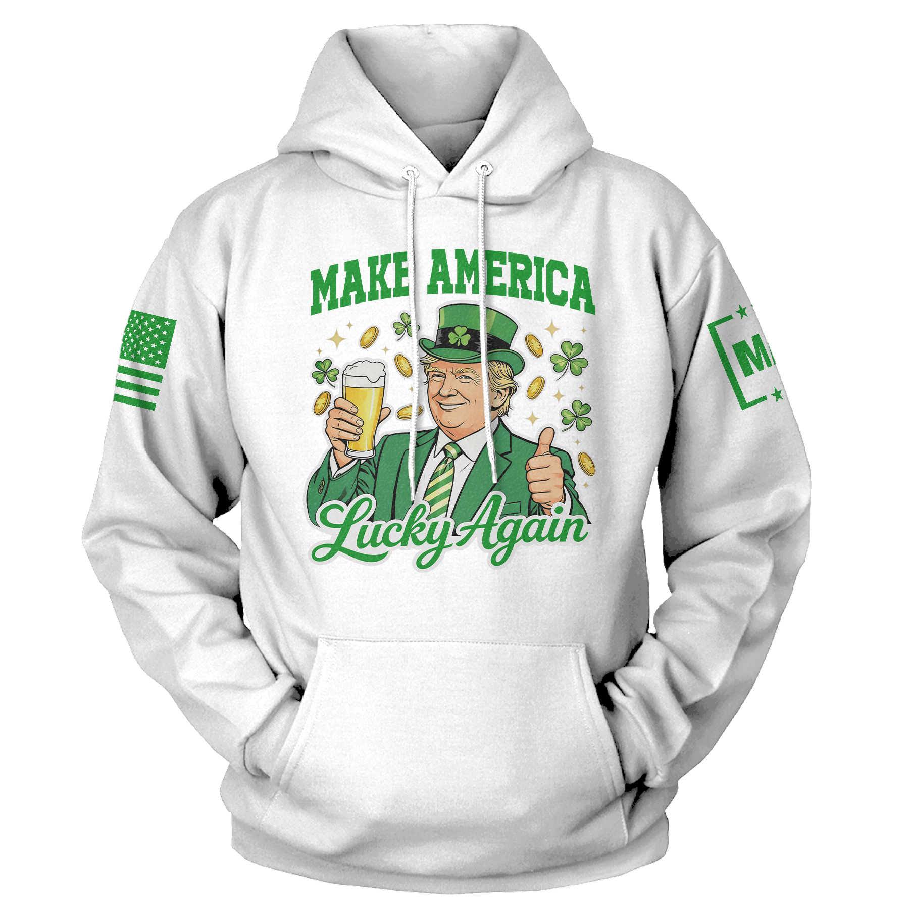 White / S Make America Lucky Again Hoodie maga trump