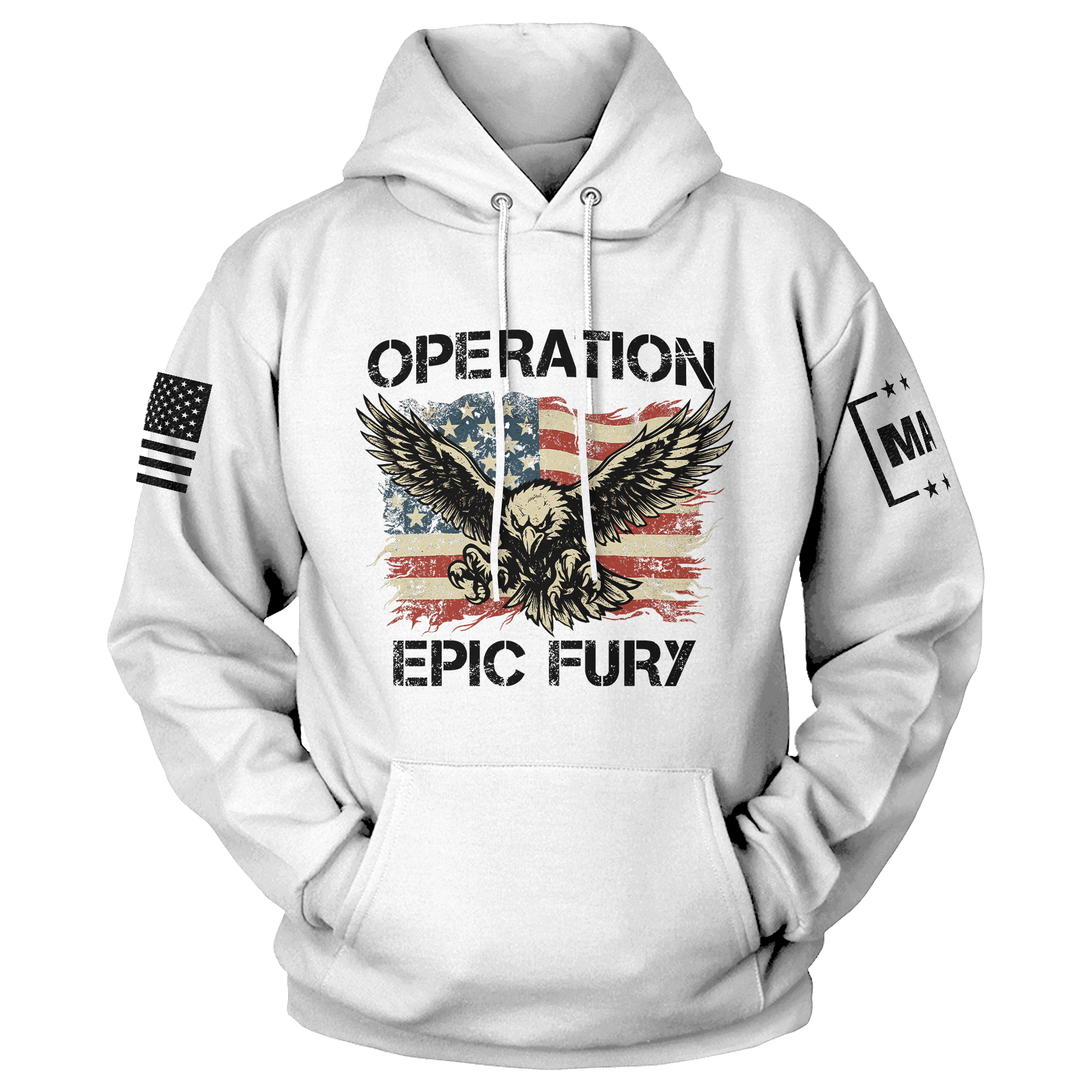 White / S Operation Epic Fury Eagle Hoodie maga trump