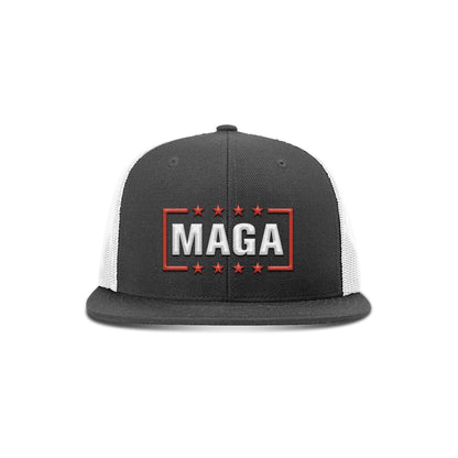 Wool blend flatbill trucker / Black/ White MAGA Hat maga trump