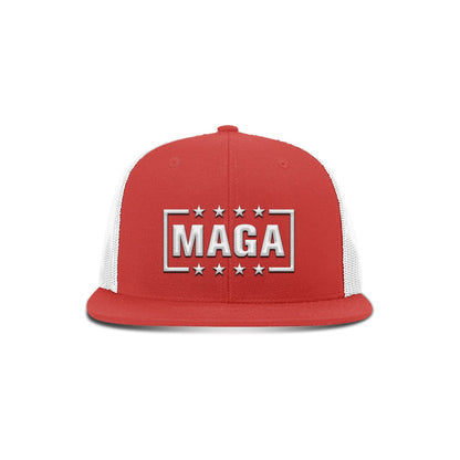 Wool blend flatbill trucker / Red/ White MAGA Hat maga trump